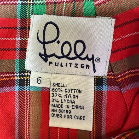 Vtg Lilly Pulitzer Red Plaid Skirt Skort Belt White Label Sz 6 Short Schoolgirl - Picture 5 of 9